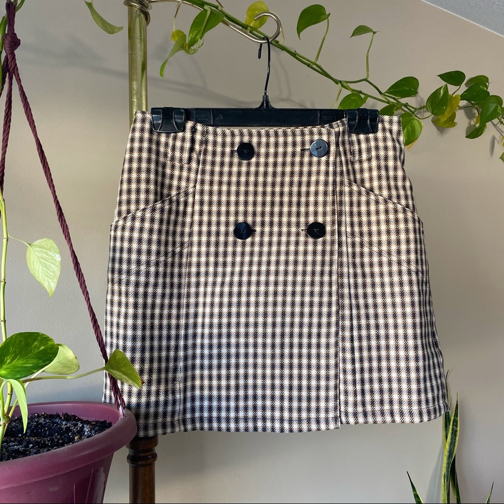 SOLD Plaid Skirt 29” w buttons